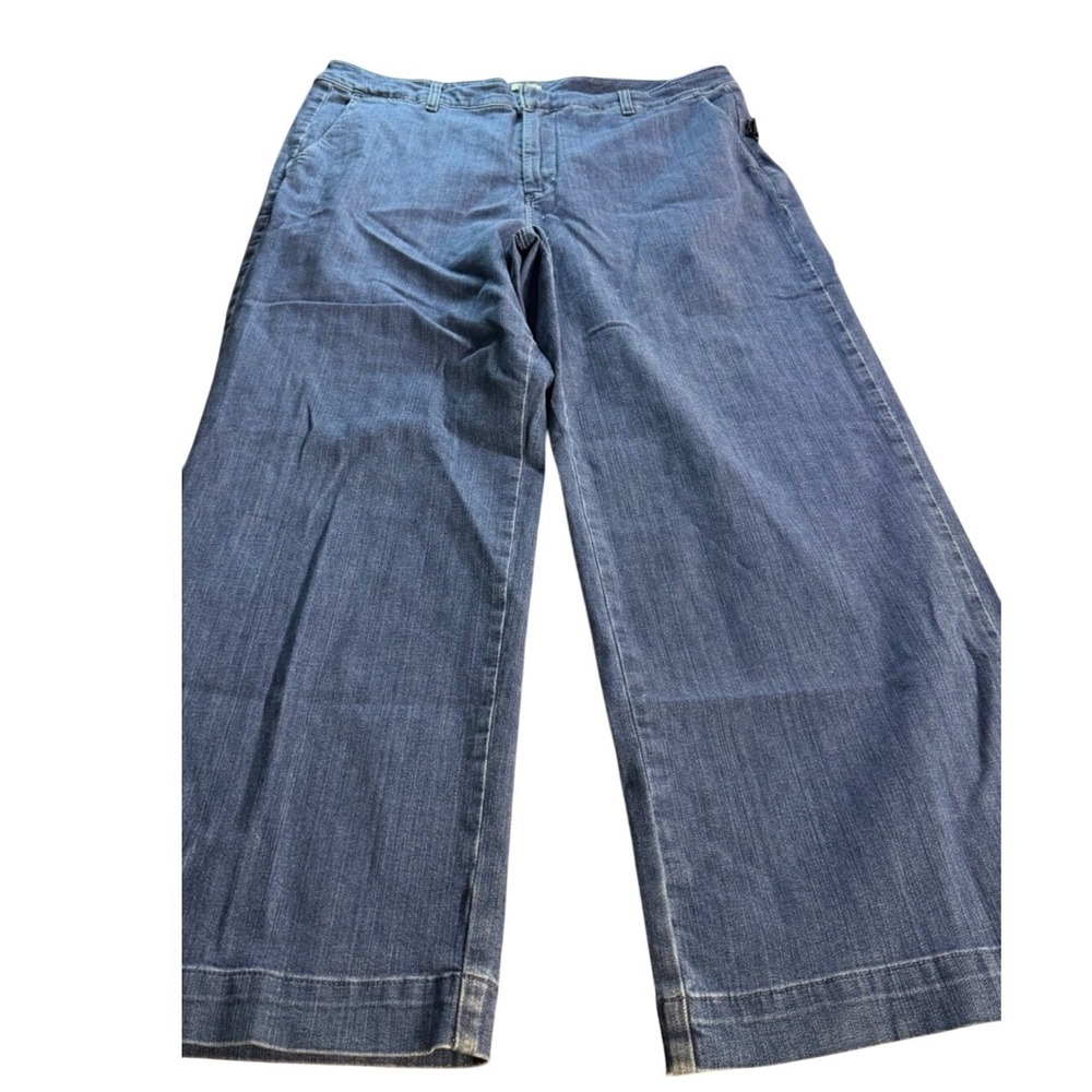 L.L.Bean Womens Size 20 Reg Wide Leg Denim Pants Cropped Blue Casual‎ Jeans